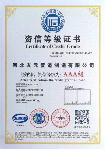 AAA级资信等级证书